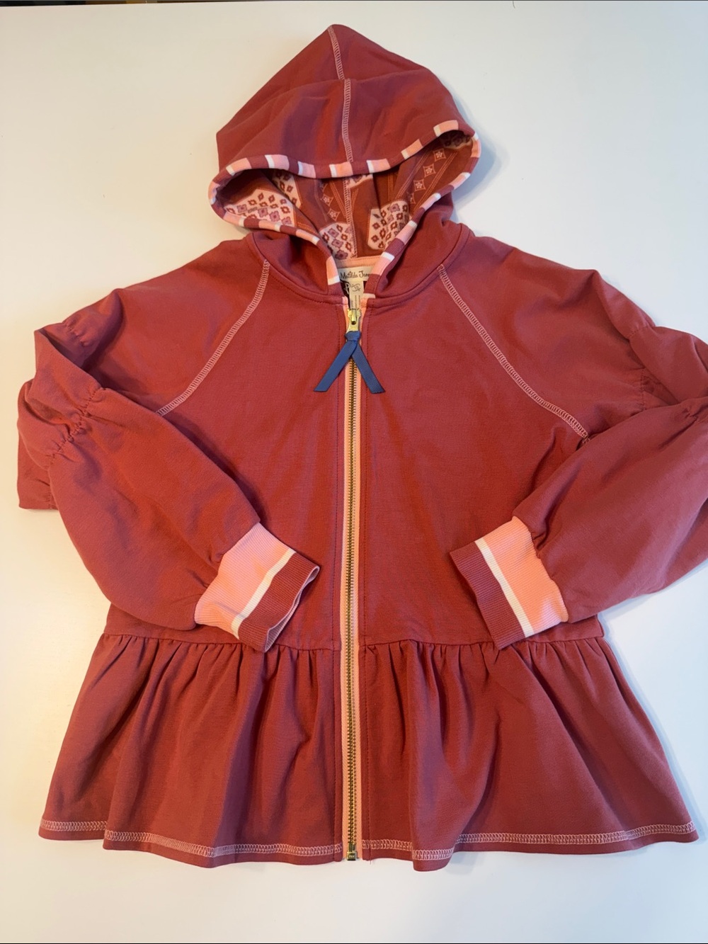 Matilda Jane Coral/Pink/Salmon Zip Hoodie with Peplum sz10 NWT